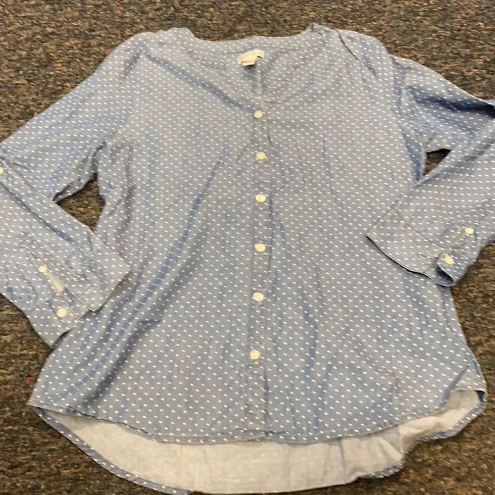 Croft & Barrow Light Blue Polka Dot Button Down M